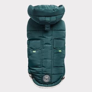 GF Pet Super Puff Dog Parka Hooded (Teal), size Large